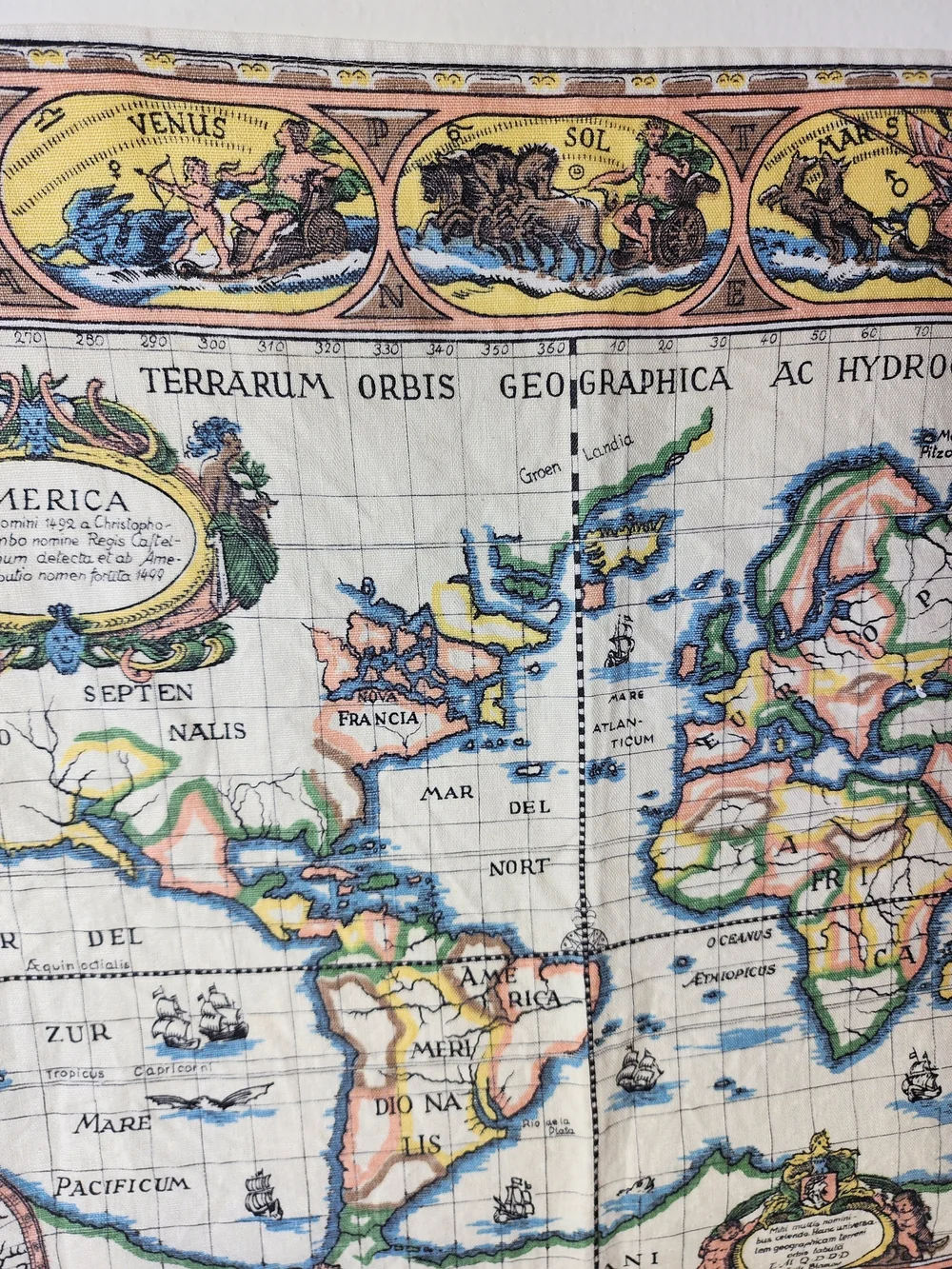 Vintage Style World Map Wall Art - Multicolor
